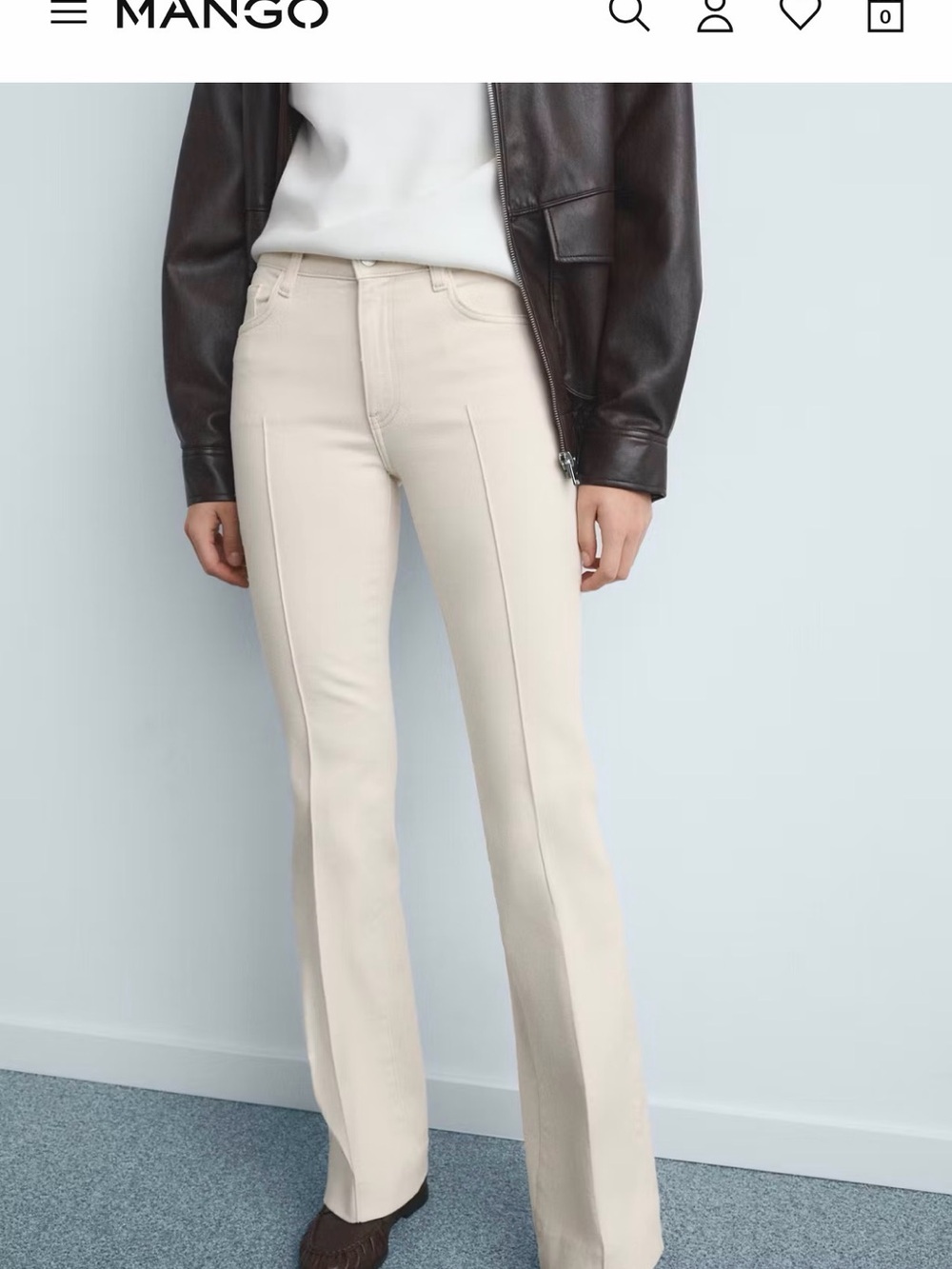 Mango mid rise Flared Jeans in cream color